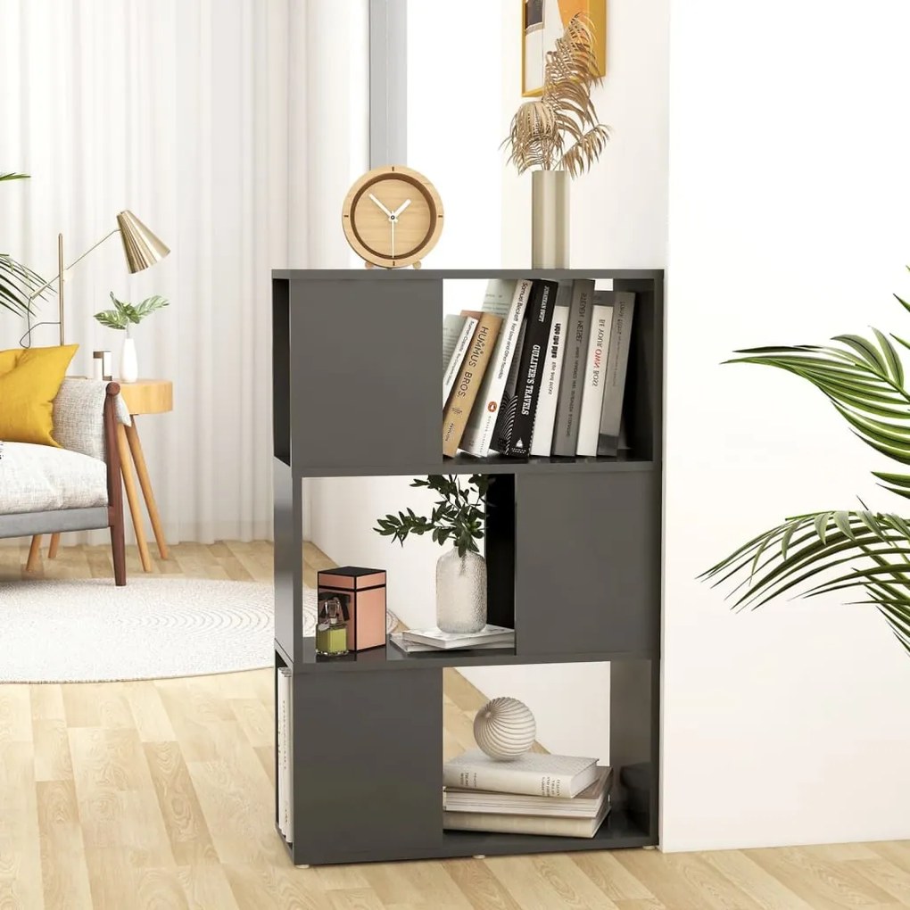 vidaXL Βιβλιοθήκη/Διαχωριστικό Χώρου Γκρι 60 x 24 x 94 εκ. Μοριοσανίδα