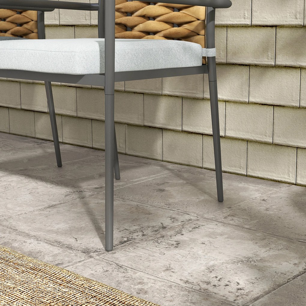 Outsunny Καρέκλες Κήπου Εξωτερικού Χώρου, Ανθεκτικές στις Καιρικές Συνθήκες, Μοντέρνος Σχεδιασμός, 57 x 58 x 87cm, Γκρι