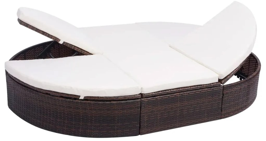 vidaXL Ξαπλώστρα Διπλή Καφέ από Συνθετικό Ρατάν με Μαξιλάρι