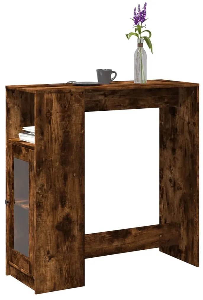 Τραπέζι Μπαρ με Ράφια Δρυς 101x40x103,5 εκ. Επεξεργ. Ξύλο