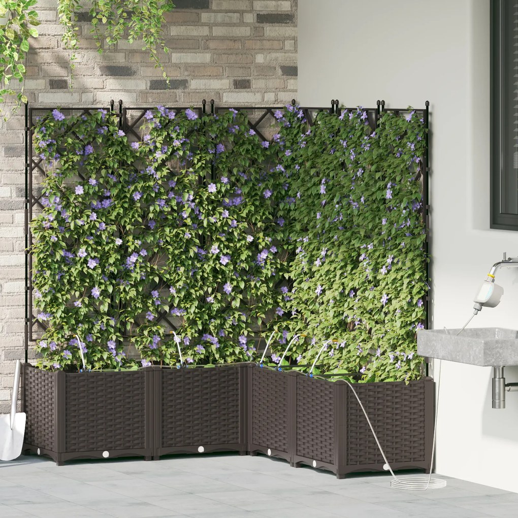 vidaXL Γλάστρες Κήπου 1 τεμ Καφασωτό Καφέ 120 x 120 x 142 cm Πλαστικό