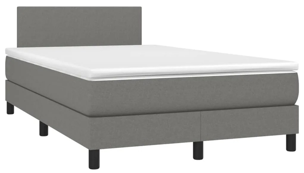 Κρεβάτι Boxspring με Στρώμα &amp; LED Σκ.Γκρι 120x200 εκ Υφασμάτινο - Γκρι