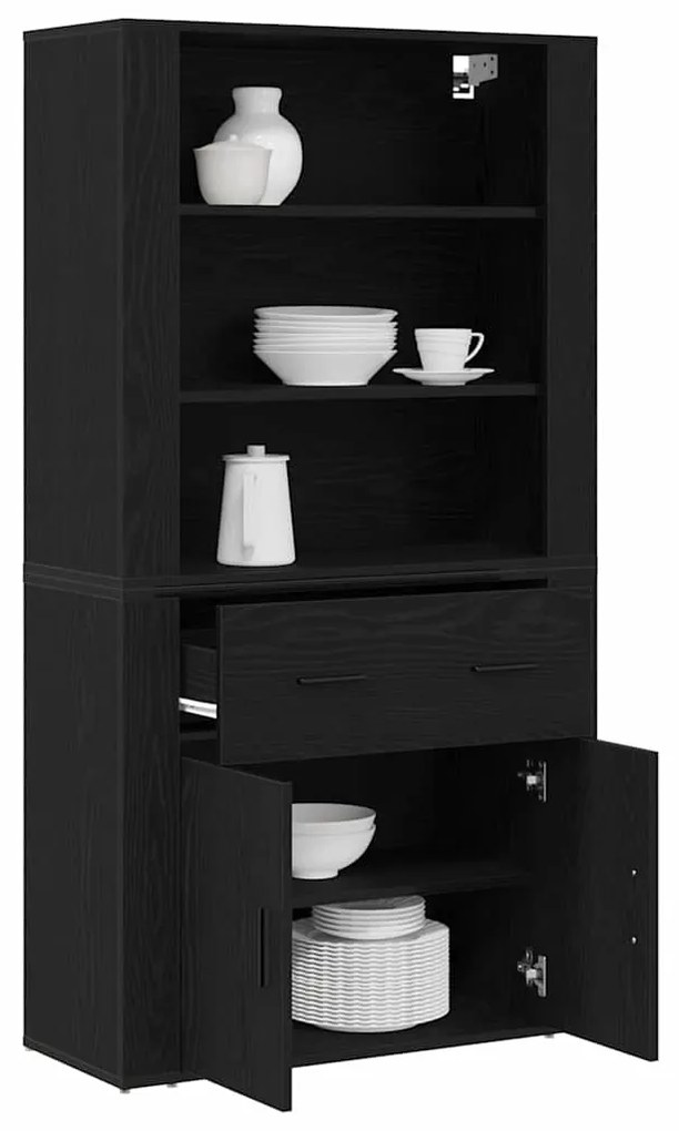 vidaXL Μπουφές Μαύρη δρυς 80 x 33 x 150 εκ Επεξεργασμένο ξύλο