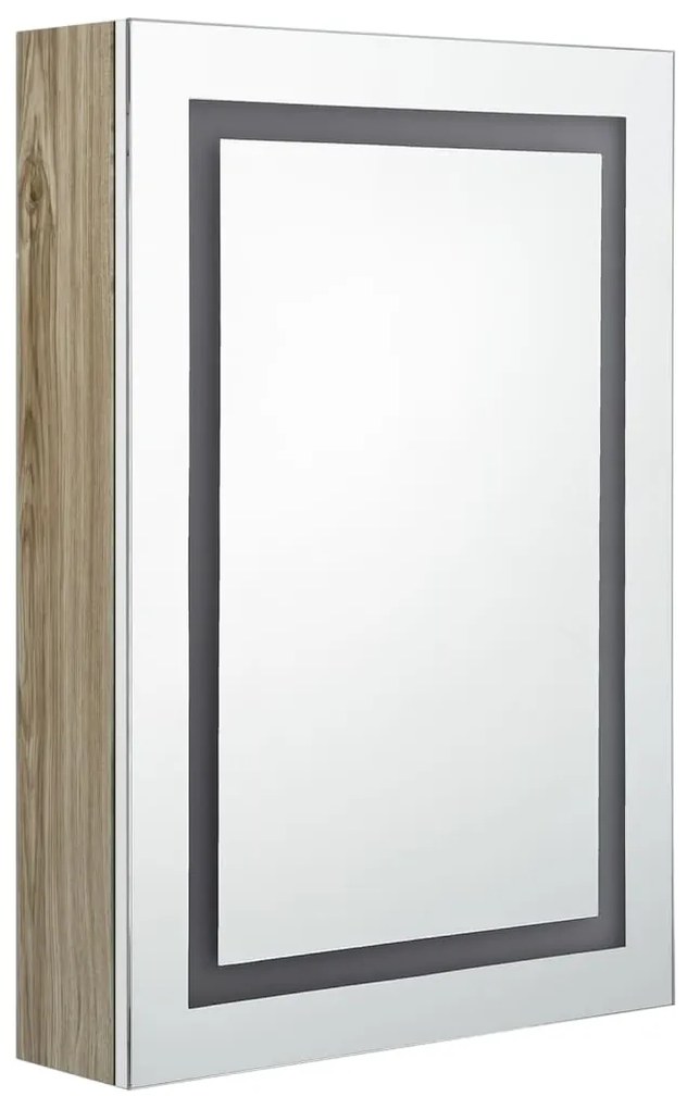 vidaXL Καθρέφτης Μπάνιου με Ντουλάπι & LED Λευκό/Δρύς 50x13x70 εκ.