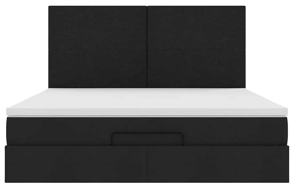 vidaXL Οθωμανικό κρεβάτι με στρώμα Μαύρο 160x200cm Ύφασμα