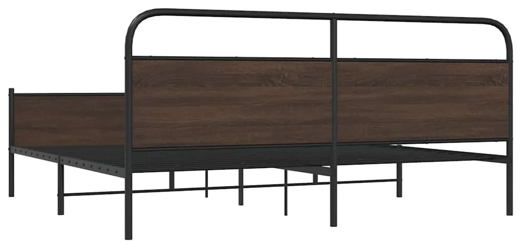 vidaXL Σκελετός Κρεβ. Χωρίς Στρώμα Καφέ Δρυς 183x213 εκ. Μεταλλικό
