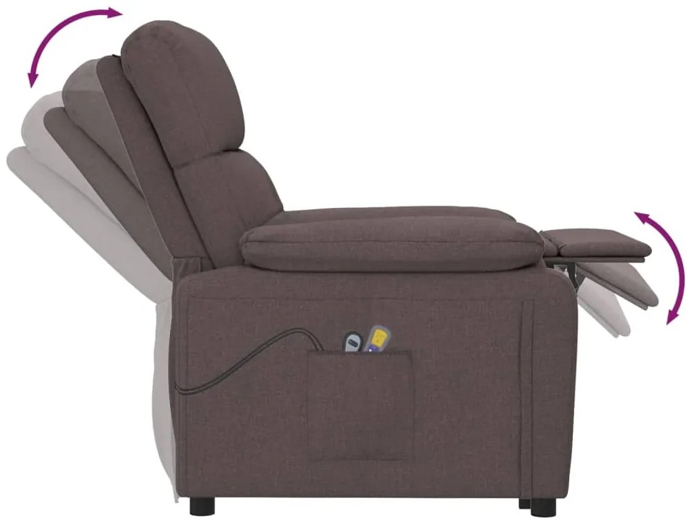 vidaXL Πολυθρόνα Μασάζ με Ανύψωση Σκούρο Καφέ Υφασμάτινη
