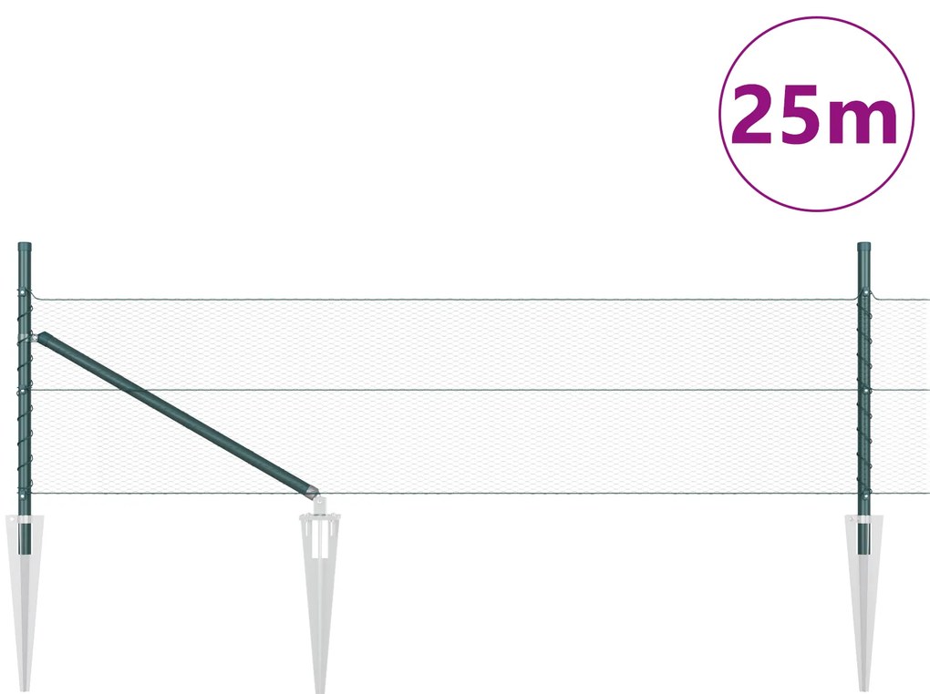 vidaXL Εξάγωνος Φράκτης Πράσινος 0.4x25 μ Ατσάλι