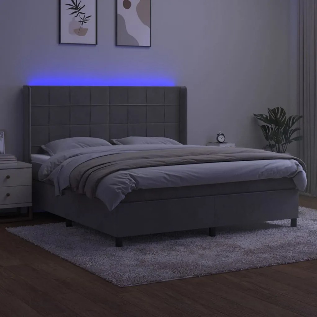 ΚΡΕΒΑΤΙ BOXSPRING ΜΕ ΣΤΡΩΜΑ &amp; LED ΑΝ.ΓΚΡΙ 180X200 ΕΚ. ΒΕΛΟΥΔΙΝΟ 3139577