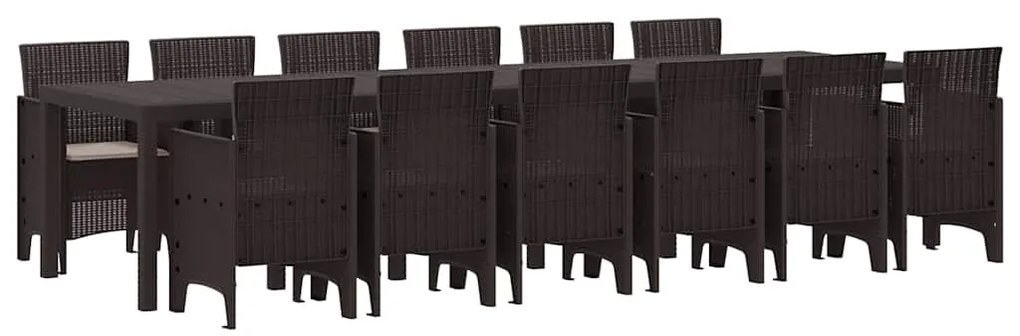vidaXL Σέτ φαγητού για κήπο 13 pcs Καφέ Rattan Polt