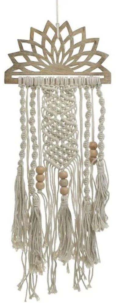 Διακοσμητικό Τοίχου Μακραμέ 3-70-840-0011 29x2x66cm White-Natural Inart Wood, Rope