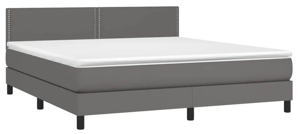 vidaXL Κρεβάτι Boxspring με Στρώμα Γκρι 160x200εκ. από Συνθετικό Δέρμα