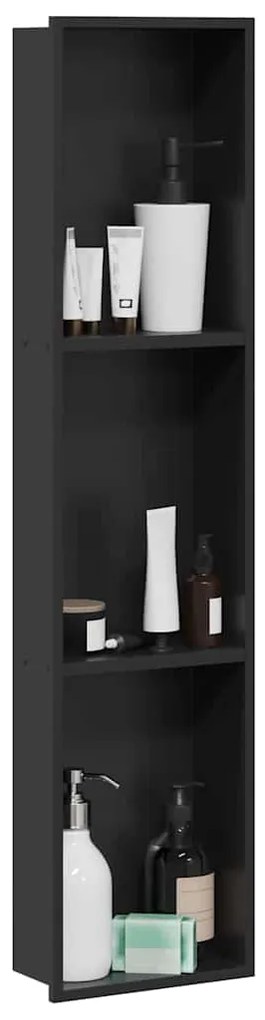 vidaXL Νίτσα Μπάνιου Μαύρο 90 x 20 x 9.5 εκ Ανοξείδωτο ατσάλι