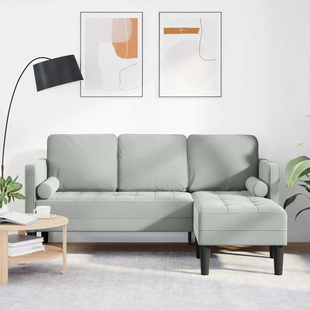 vidaXL Καναπές 3 Θέσεων με Chaise L-σχήματος Ανοιχτό Γκρι 160 εκ Βελούδο