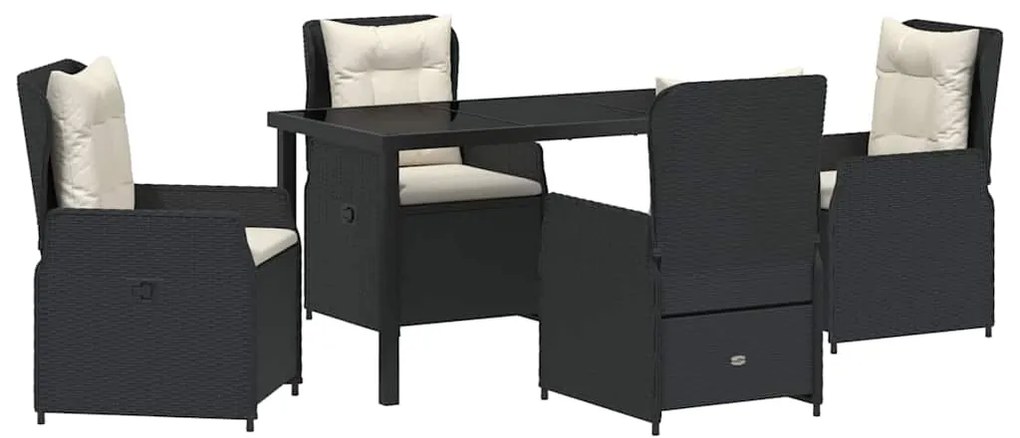 vidaXL Σέτ φαγητού για κήπο 5 pcs Μαύρο συνθετικό ρατάν