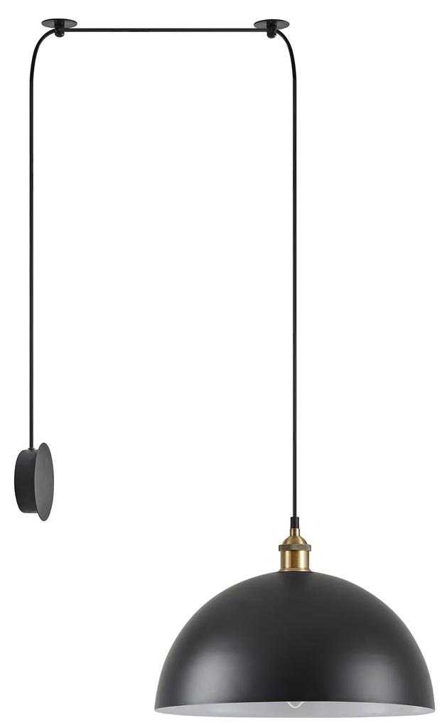 SE21-BR-10-BL1W-MS40 MAGNUM Bronze Metal Wall Lamp with Black Fabric Cable and Metal Shade+