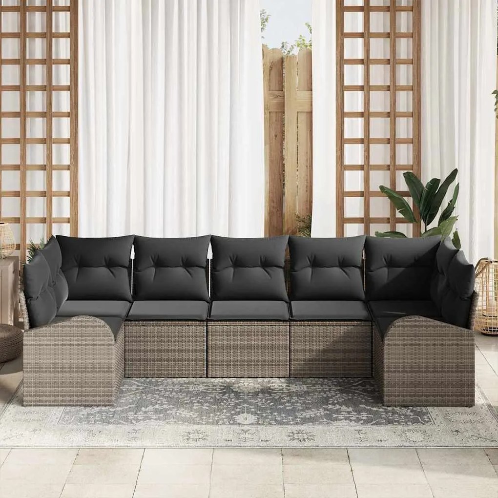vidaXL Σετ Καναπέ Κήπου 7 pcs Γκρι Πολυ ράταν