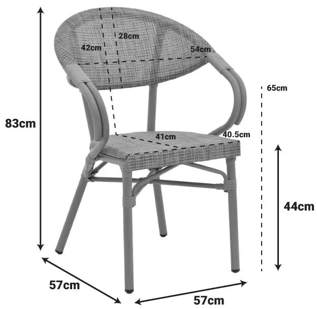 Καρέκλα - Πολυθρόνα Isaia καρυδί αλουμίνιο-textilene μαύρο 57x57x83 εκ. 57x57x83 εκ.