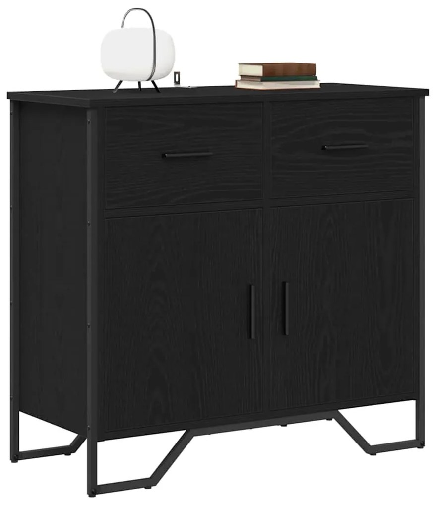 vidaXL Πλαϊνό γραφείο με συρτάρι Μαύρη Οξυά 79,5 x 35,5 x 74,5 εκ