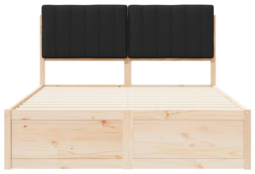 vidaXL Σκελετός Κρεβατιού με Επενδεδυμένο Κεφαλάρι Μαύρο 140 x 200 cm