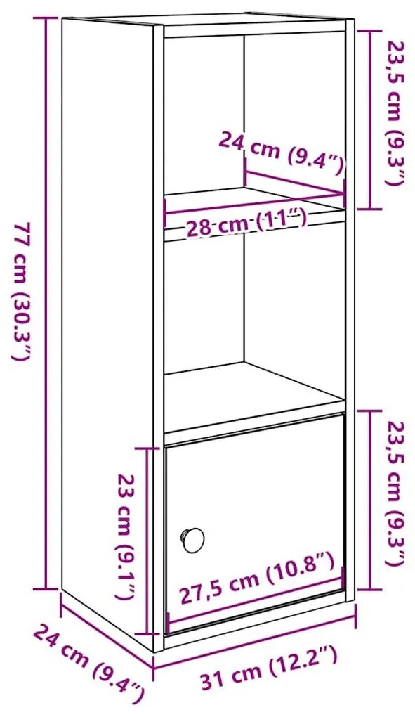 Βιβλιοθήκη Γκρι Σκυροδέματος 31x24x77 εκ. Επεξεργ. Ξύλο - Γκρι