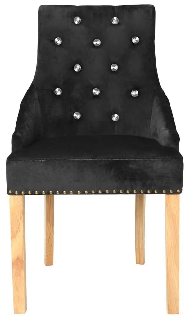 Καρέκλες Τραπεζαρίας 2 τεμ. Μαύρες Μασίφ Ξύλο Δρυός / Βελούδο - Μαύρο