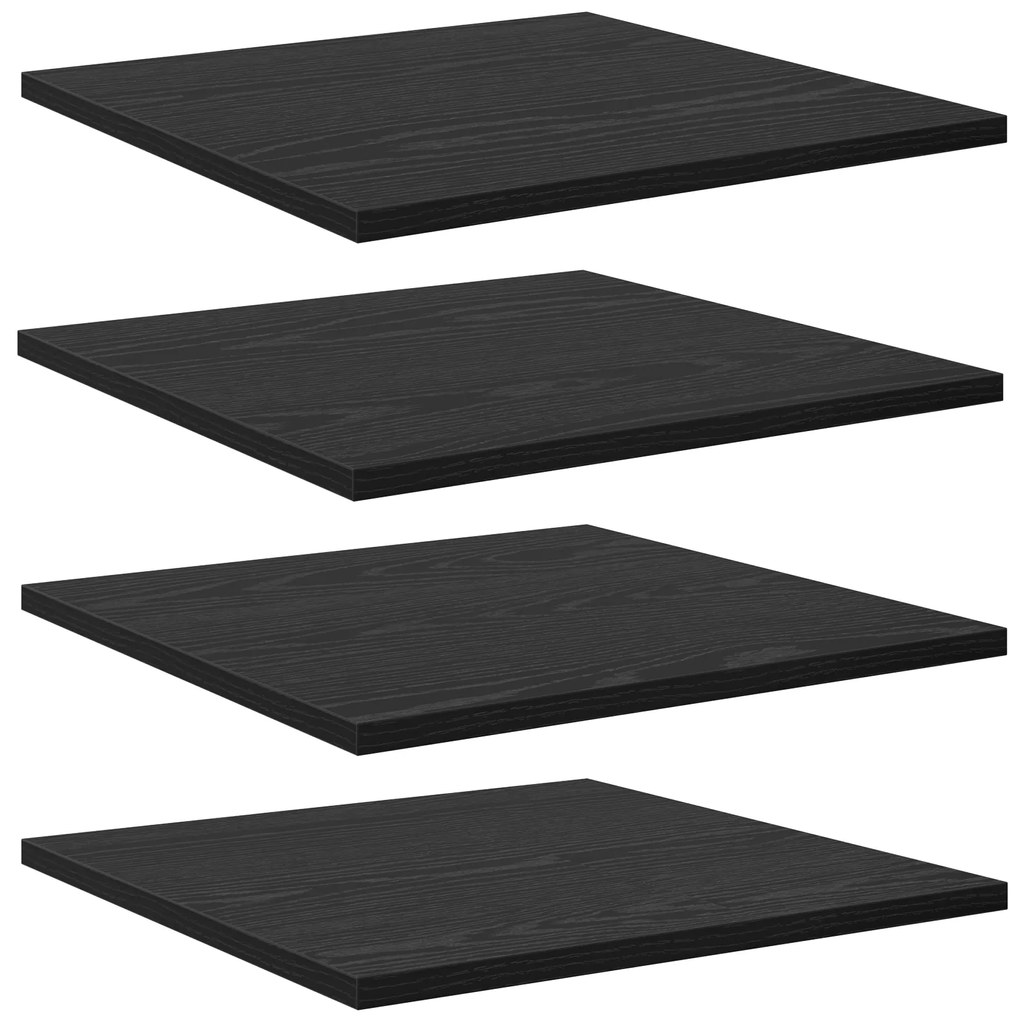 vidaXL Ράφια Βιβλιοθήκης - Σετ 4, Μαύρη Δρυς, 40x40x1.5 εκ, Από Επεξεργασμένο Ξύλο
