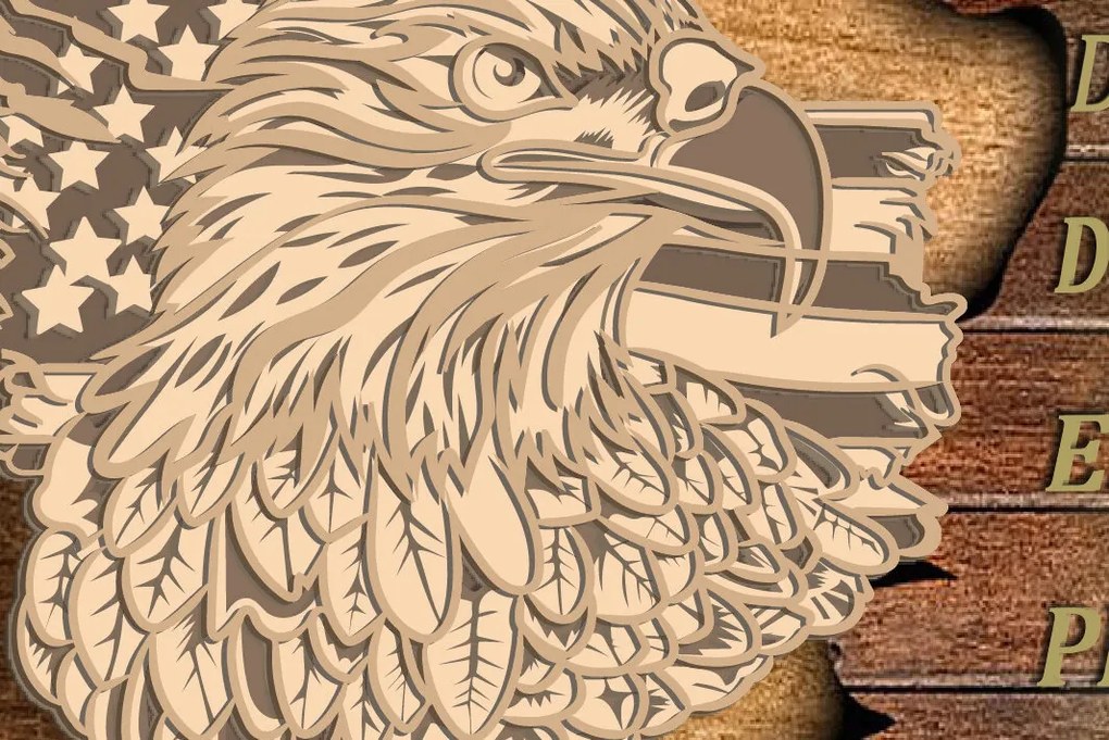 Intra απο ξύλο plywood Χρώμα wenge 3mm-4mm πάχος - Eagle Multilayer /3D Patriotic Eagle Δίασταση 30x20 cm INTRAFABR-50076201