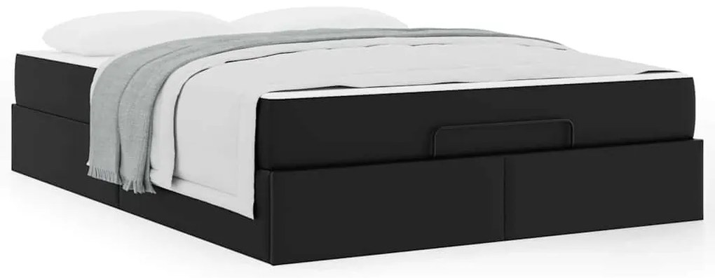 vidaXL Σκελετός κρεβατιού με στρώμα Μαύρο 140 x 190 cm Τεχνητό δέρμα