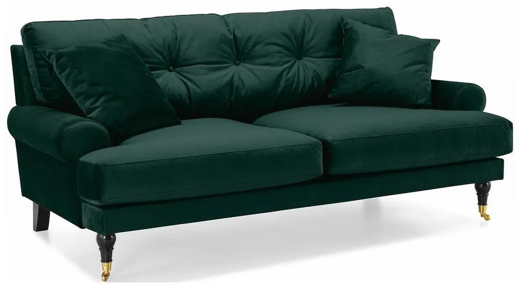 Διθέσιος καναπές Seattle E102, Πράσινο, 195x100x87cm, Ταπισερί, Πόδια: Ρόδες, Ξύλινα
