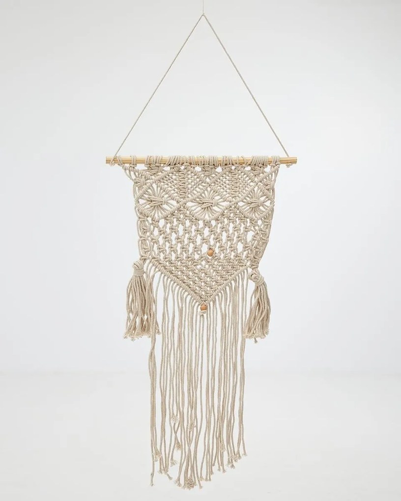 Boho Διακοσμητικό Τοίχου Macrame με Φούντες Ishara 40x70cm Εκρού