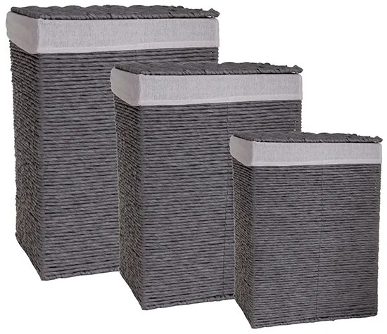 Σετ 3 Καλάθια Bamboo Γκρί 42x32x54cm, 36x26x48cm,30x20x42cm Etoile LM-501A