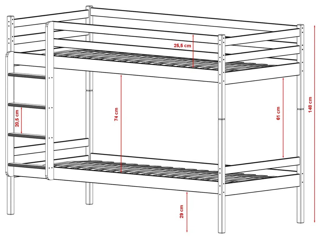 Κουκέτα  Nico από μασίφ ξύλο White  90×200cm (Δώρο 10% Έκπτωση στα Στρώματα)