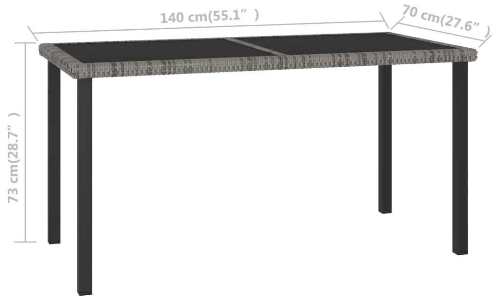 vidaXL Τραπεζαρία Κήπου Γκρι 140 x 70 x 73 εκ. από Συνθετικό Ρατάν