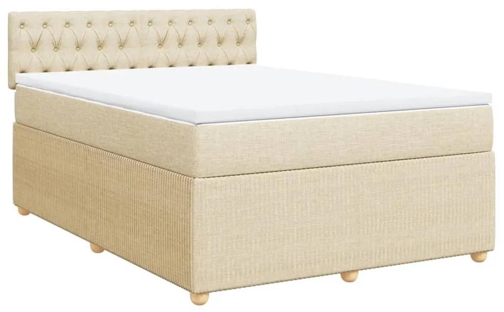 Κρεβάτι Boxspring με Στρώμα Κρεμ 160x200 εκ. Υφασμάτινο - Κρεμ