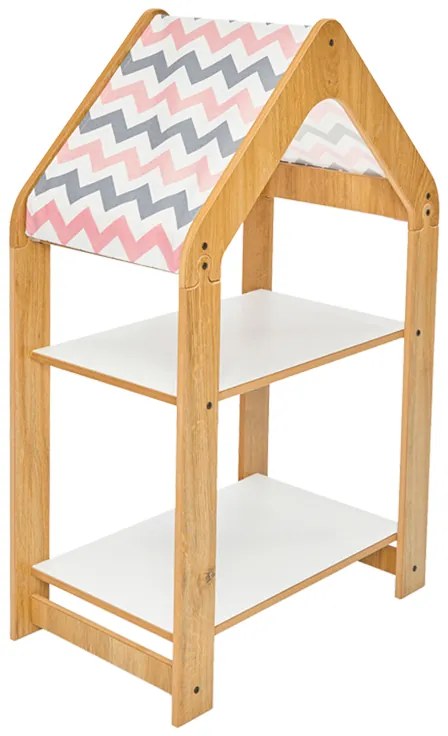 Ραφιέρα Montessori Zoilen pakoworld φυσικό-λευκό-ροζ mdf 50x30x80εκ