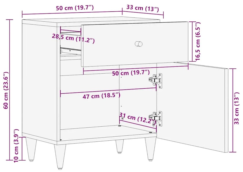 ΚΟΜΟΔΙΝΟ ΝΤΟΥΛΑΠΙ ΑΝΟΙΧΤΟ ΓΚΡΙ 50X33X60 CM ΜΑΣΙΦ ΞΥΛΟ MANGO 4017800