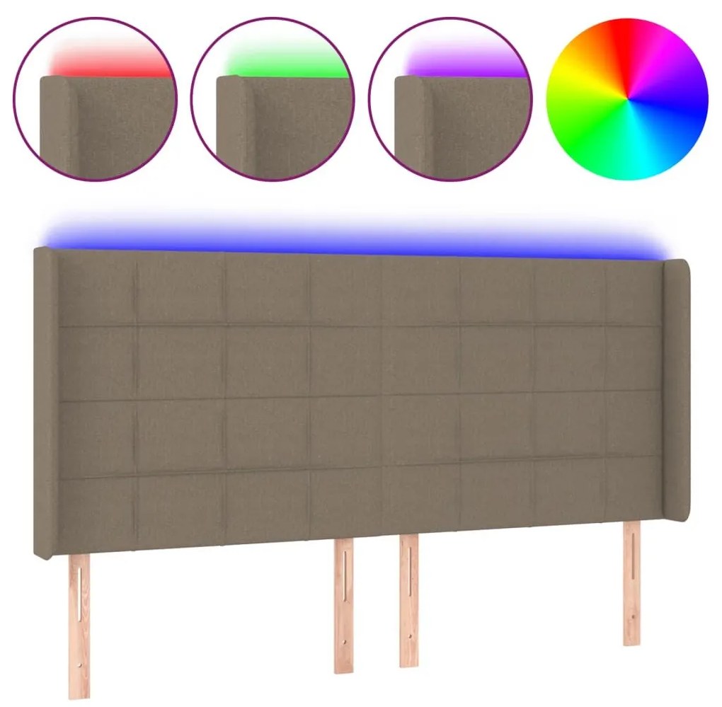 Κεφαλάρι Κρεβατιού LED Taupe 163x16x118/128 εκ. Υφασμάτινο - Μπεζ-Γκρι