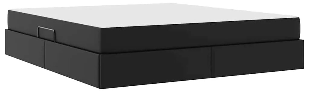 vidaXL Κρεβάτι με αποθηκευτικό χώρο και στρώμα 2 pcs Μαύρο Δέρμα