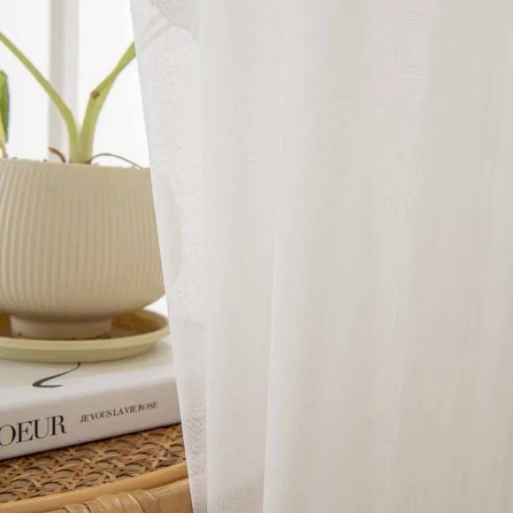 Beauty Home Κουρτίνα γάζα μονόχρωμη με 8 μεταλλικούς κρίκους Sharp Art 8448 140x270 Εκρού
