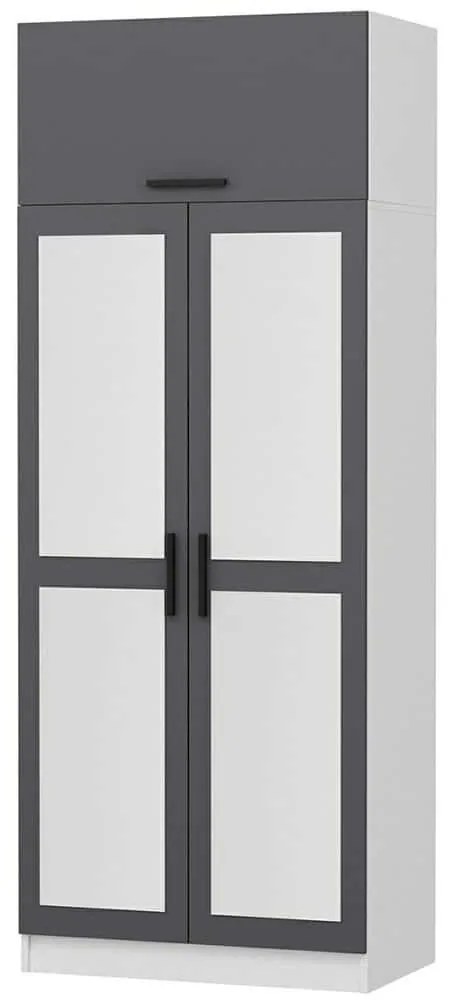 Ντουλάπα Δίφυλλη Με Πατάρι Kale 506MNR2228 90x52x255cm Anthracite-White Δίφυλλη
