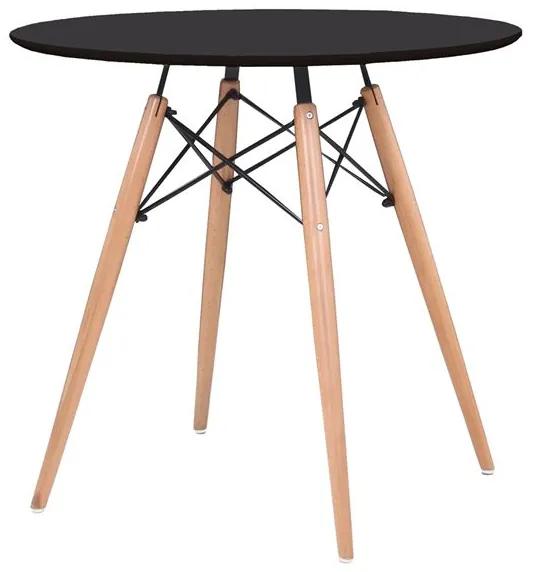 Ε7083,2 ART Wood Tραπέζι, Πόδια Οξιά Φυσικό, Επιφάνεια MDF Μαύρο  Φ80cm H.74cm Τραπέζι,  Φυσικό/Μαύρο,  Ξύλο, , 1 Τεμάχιο