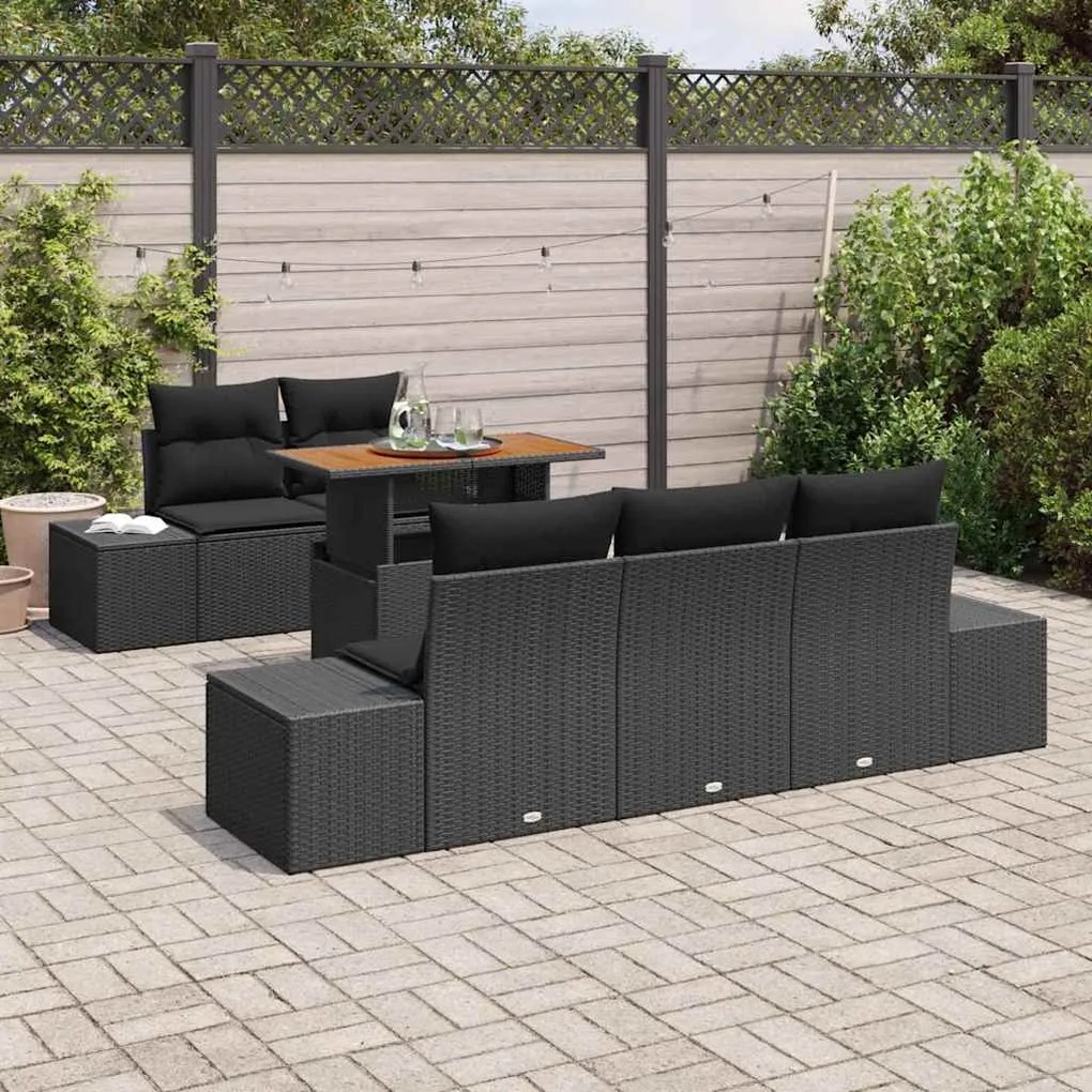 vidaXL Σέτ φαγητού για κήπο 6 pcs Μαύρο, Καφέ 100 x 55 x 73 εκ