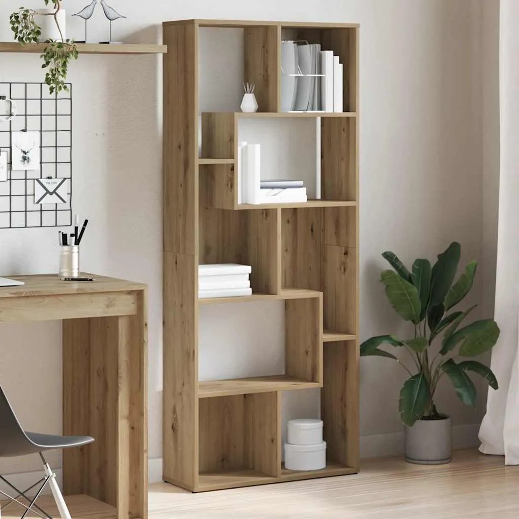 vidaXL Βιβλιοθήκη Αρτισιανή Δρυς 67x24x161 εκ. Επεξ. Ξύλο