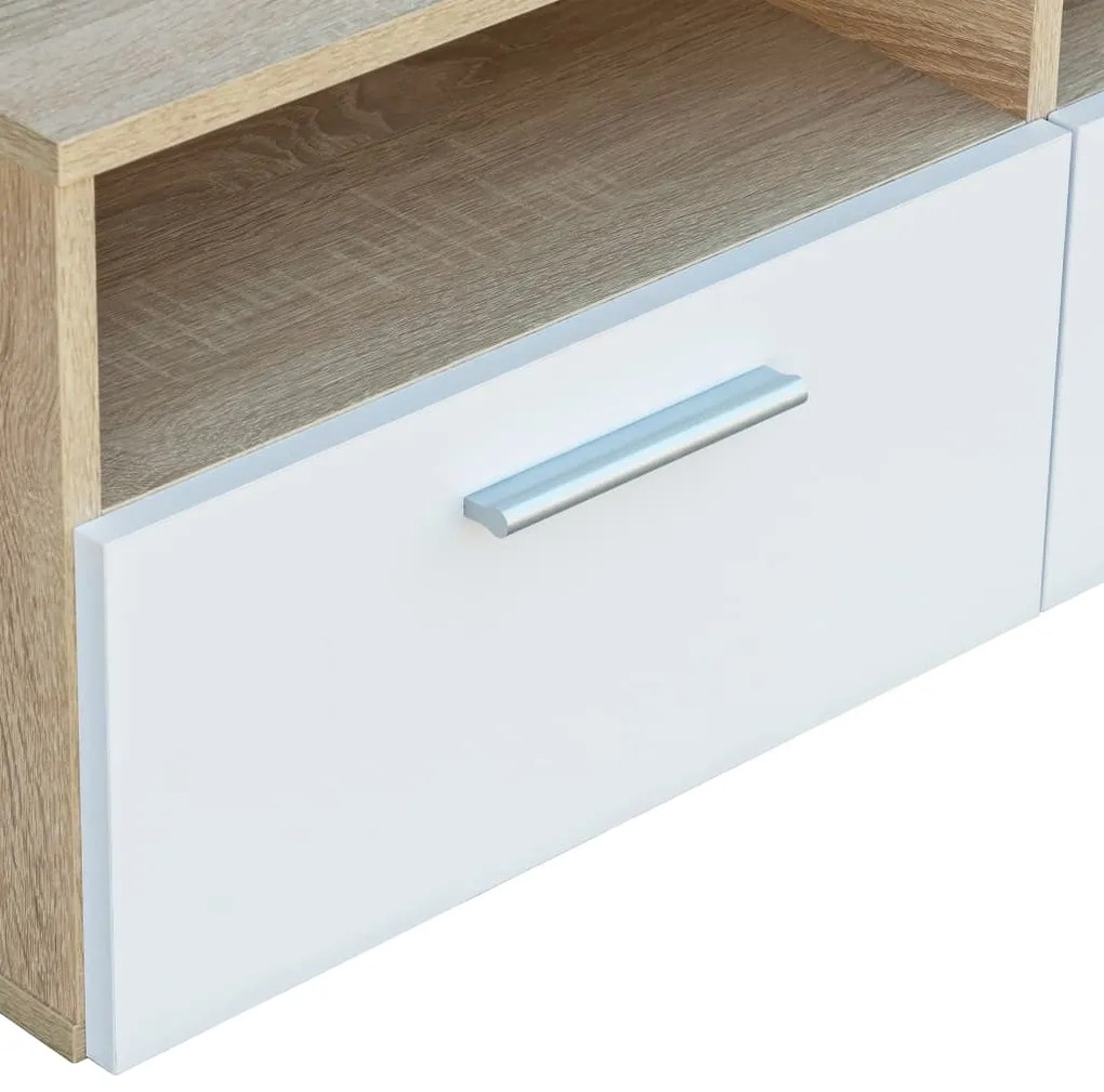 vidaXL Έπιπλο Τηλεόρασης Δρυς / Λευκό 95 x 35 x 36 εκ. από Επεξ. Ξύλο