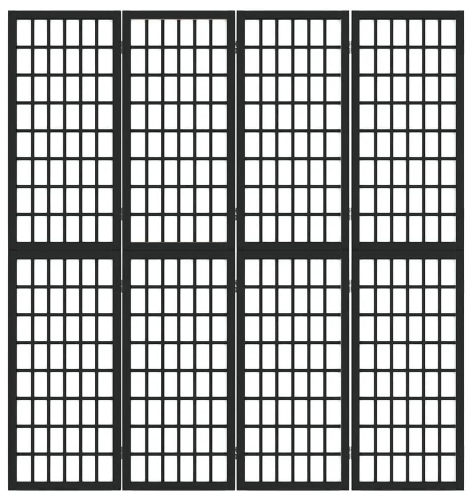 Παραβάν Ιαπωνικού Στιλ με 4 Πάνελ Πτυσσόμενο Μαύρο 160x170 εκ. - Μαύρο