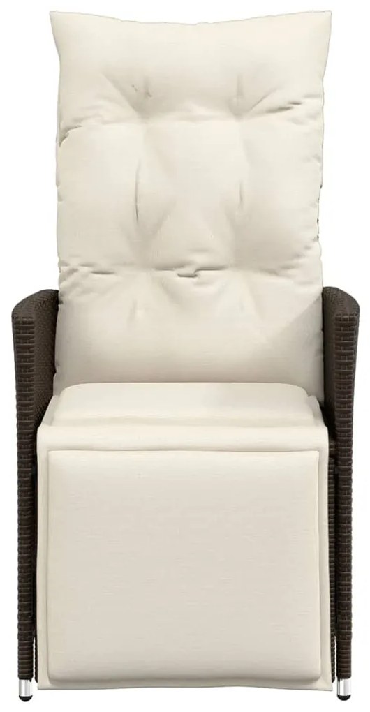 vidaXL Καρέκλα Κήπου Ανακλ/νη Καφέ Συνθ. Ρατάν + Μαξιλάρια