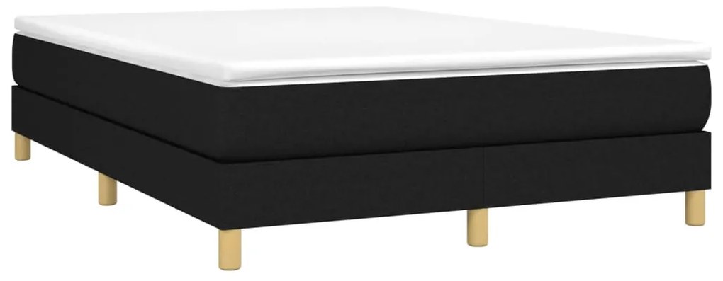 vidaXL Κρεβάτι Boxspring με Στρώμα Μαύρο 140x200 εκ. Υφασμάτινο