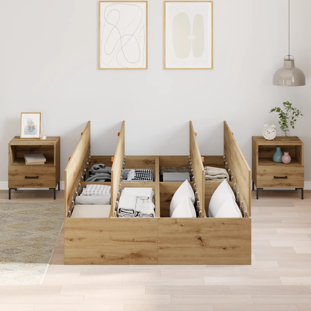 vidaXL Κρεβάτι αποθήκευσης Artisan Oak 120x200 εκ