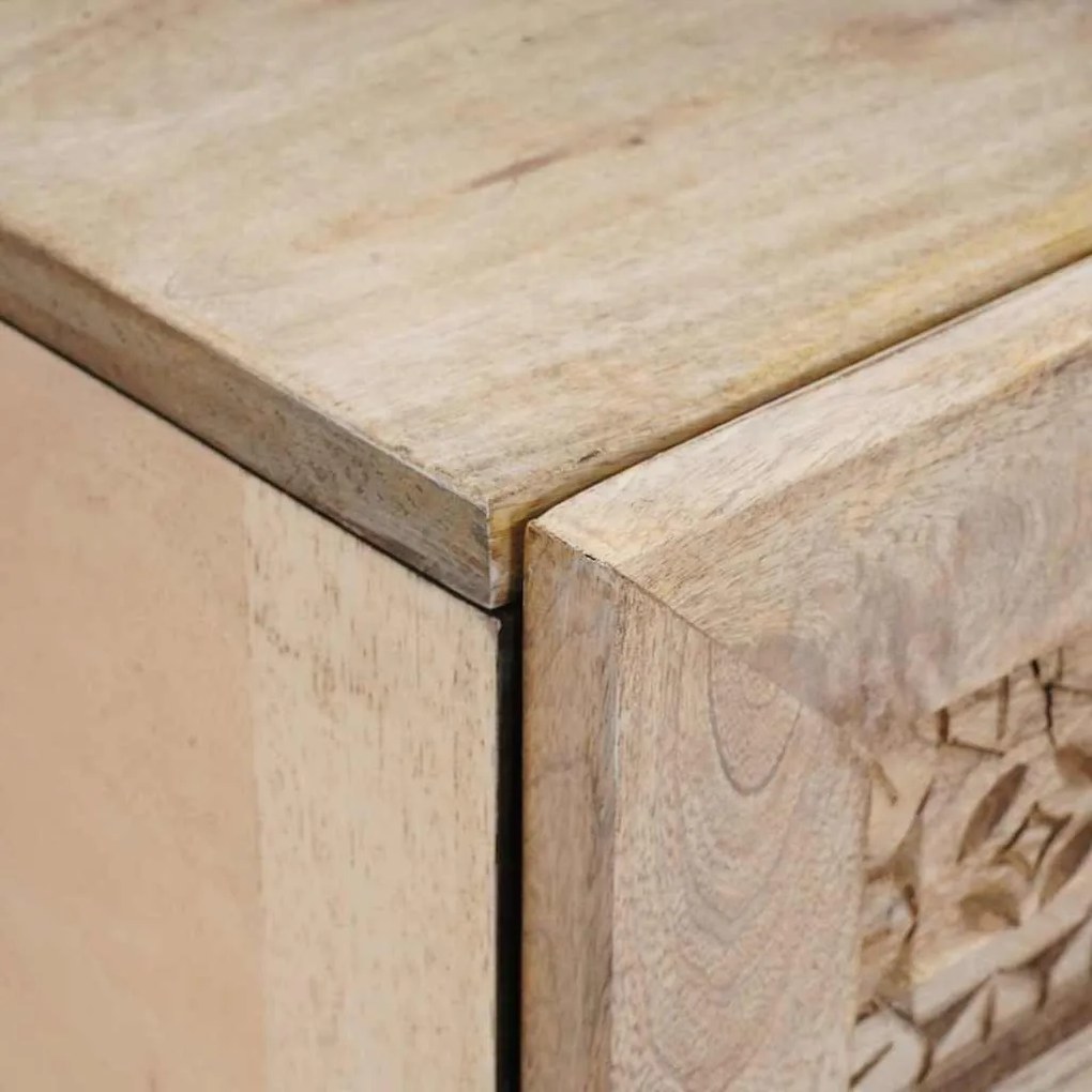 vidaXL Κομοδίνο με συρτάρι Μπεζ 40 x 33 x 46 εκ. Μασίφ ξύλο μάνγκο
